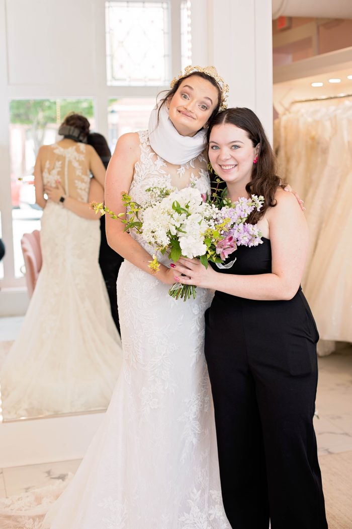 Supportive stylist at a bridal appointment