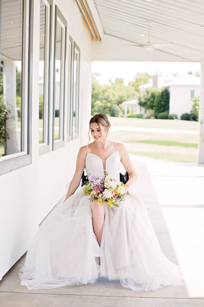 Bride In Wheelchair In A-Line Wedding Dress Called Raelynn By Rebecca Ingram For All Bodies All Brides