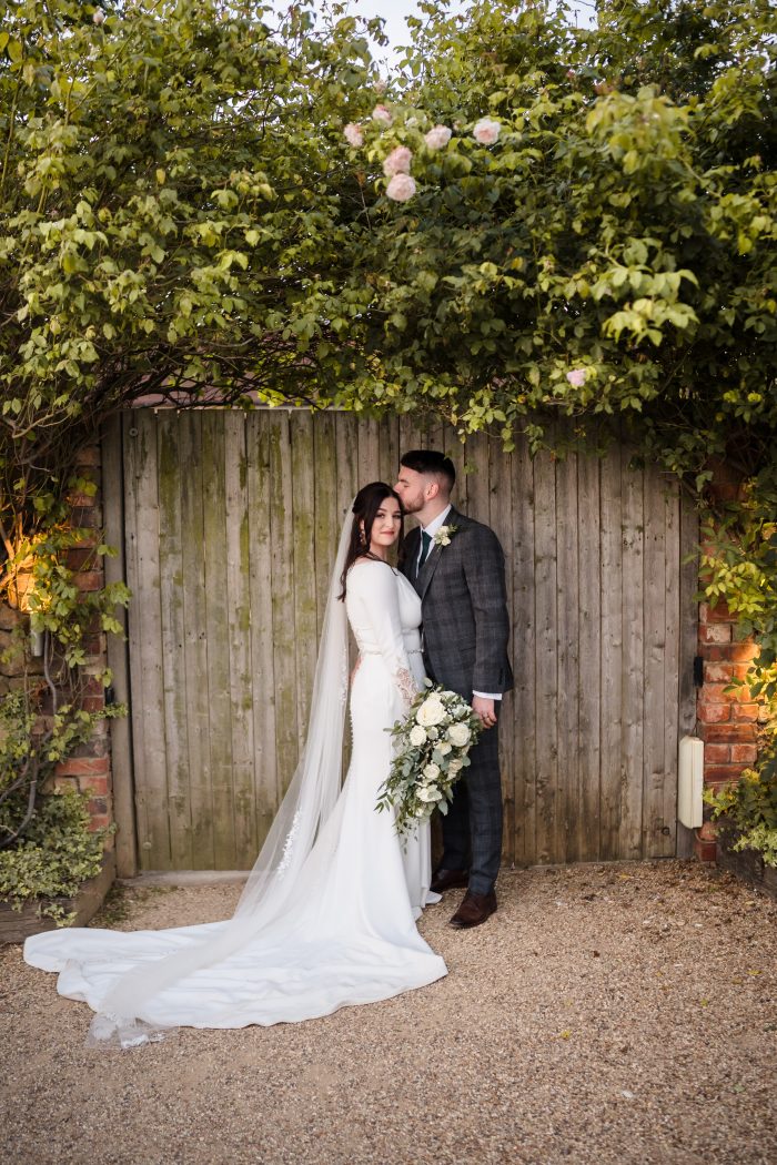 Bride In Crepe Long Sleeved Wedding Dress Called Aston By Sottero And Midgley