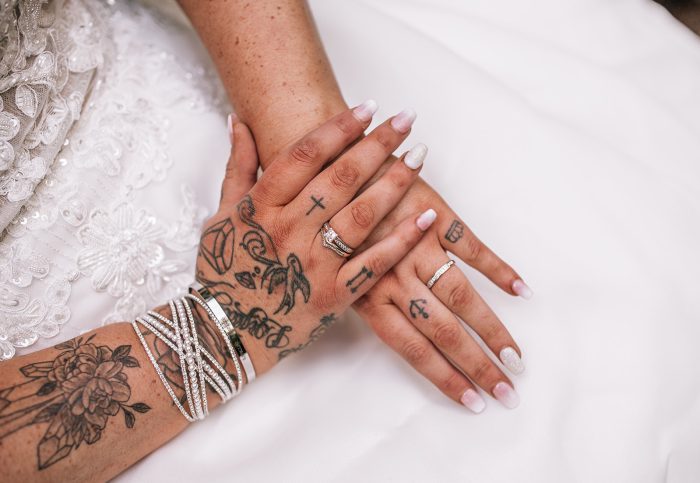 Photo Of Tattooed Bride Wearing A Wedding Dress Called Savannah By Maggie Sottero