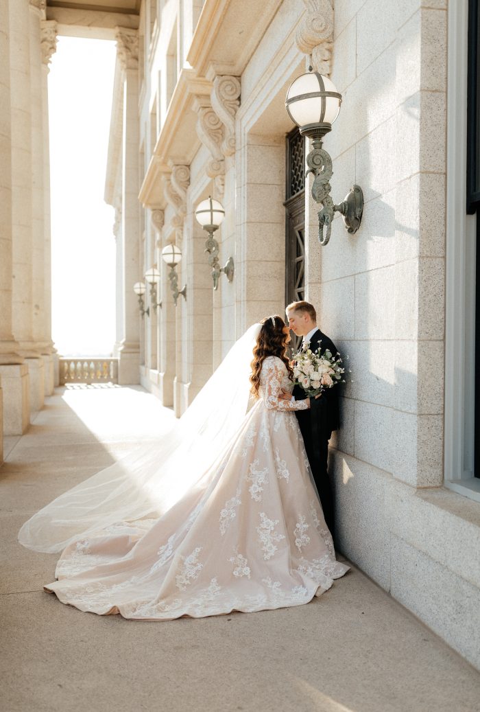 Bride In Long Sleeve Ballgown Wedding Dress Called Norvinia Lynette By Sottero And Midgley