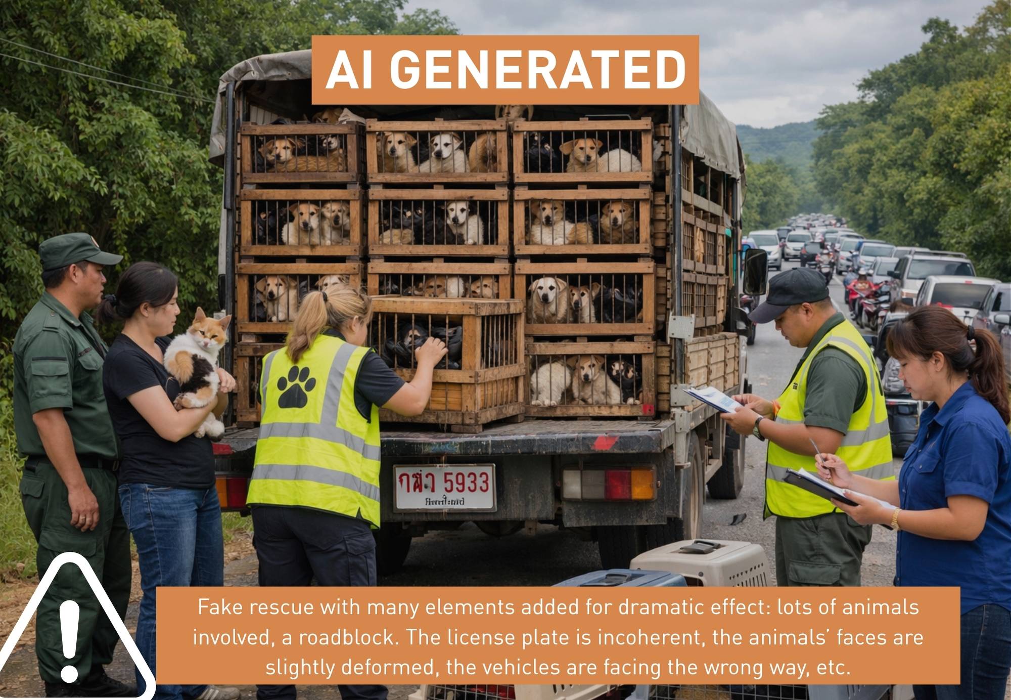 AI-generated image of a rescue of cats and dogs AI-generated image of a rescue of cats and dogs
