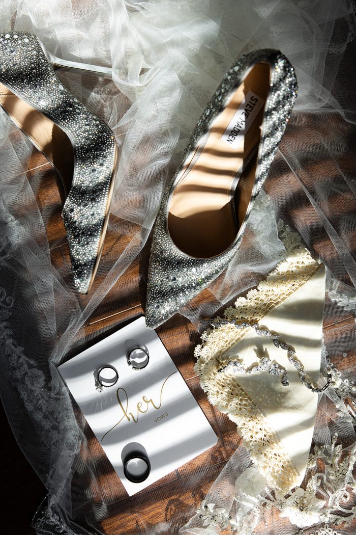 Flatlay of wedding vow booklet