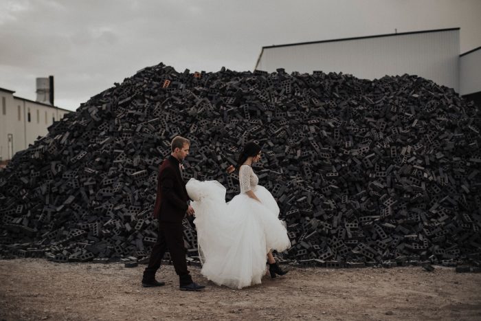 Groom with Real Bride Wearing Black Ankle Boots