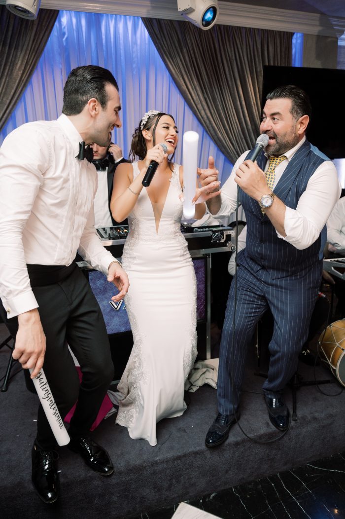 Bride and Groom Singing with Famous Armenian Singer at Armenian Wedding Reception