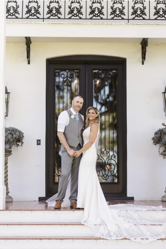 Bride In Crepe Wedding Dress Called Bracken By Sottero And Midgley