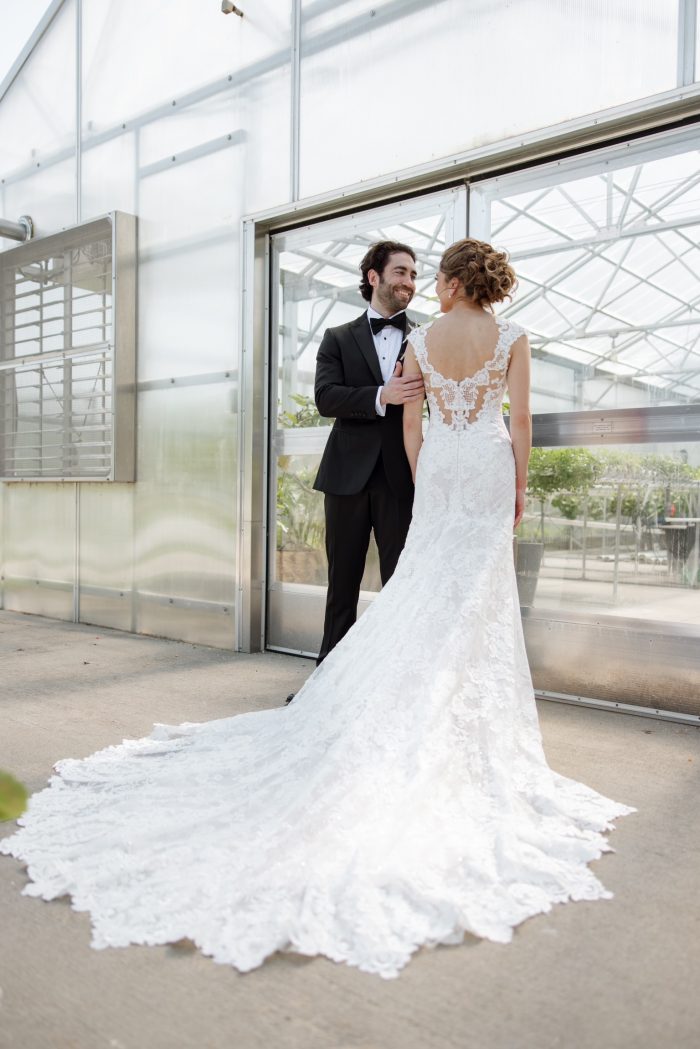 Bride In Lace Wedding Dress Called Chauncey By Sottero And Midgey At Micro Wedding