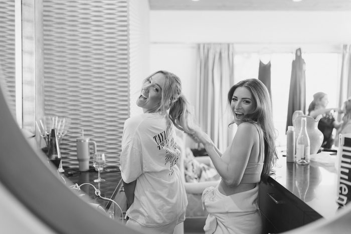 Bridesmaids getting ready