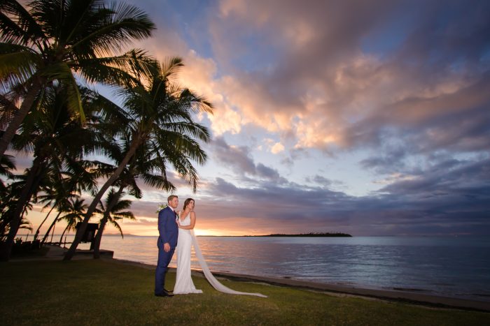 Bride wearing Hazel by Rebecca Ingram to her destination wedding