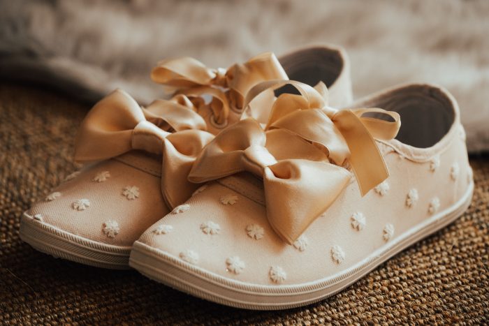SiRose Gold Polka dot shoes for a Rustic Woodland Destination Wedding