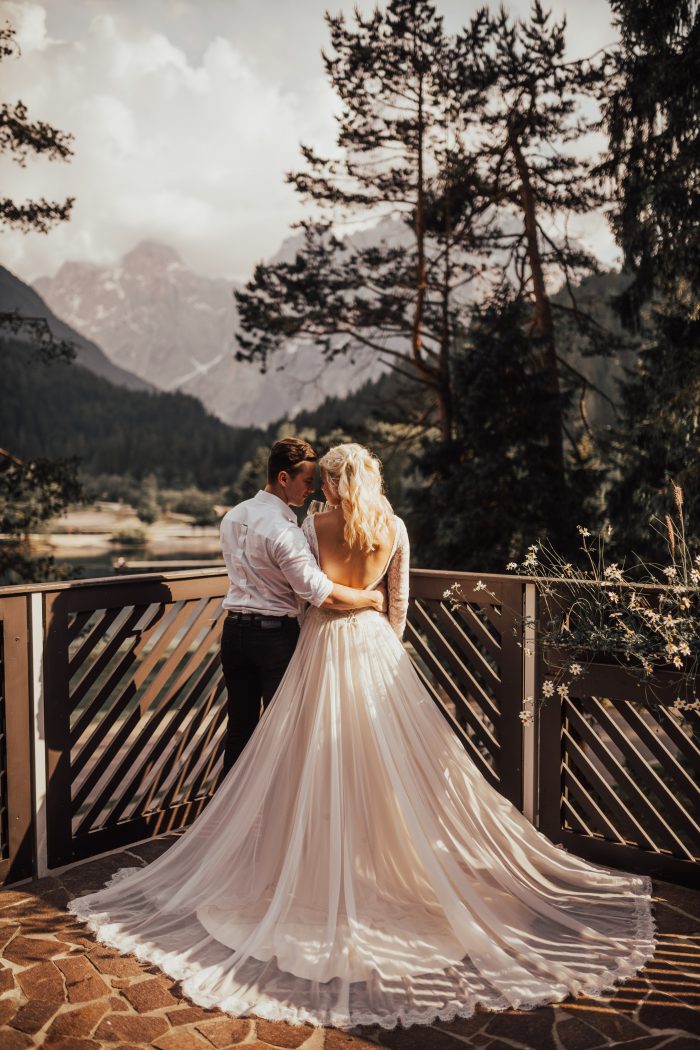 Rustic Woodland Destination Wedding Reception feat Deirdre Wedding Dress