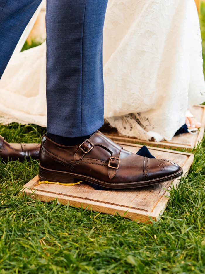 Bride and Groom Smashing the Glass at Jewish Wedding