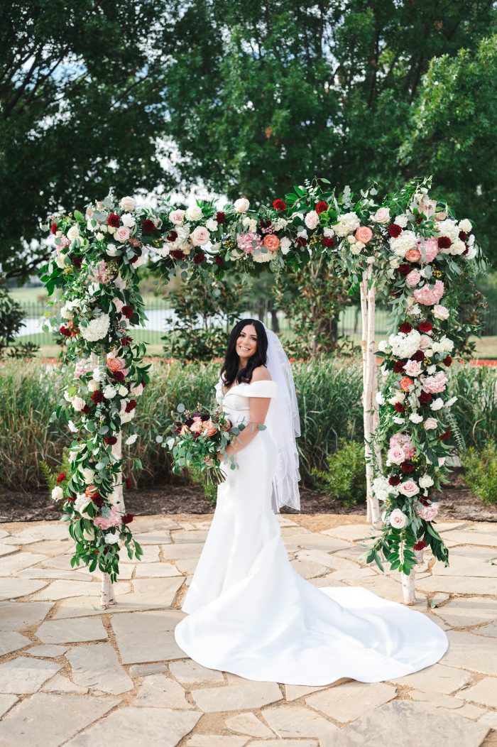 Bride In Satin Wedding Dress Called Josie By Rebecca Ingram