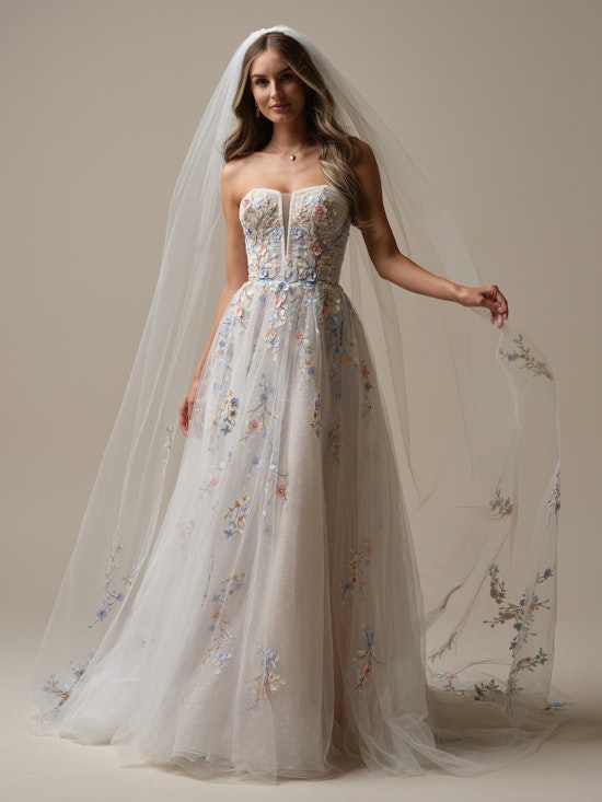 Bride wearing bridal accessories Zephyrine Veil