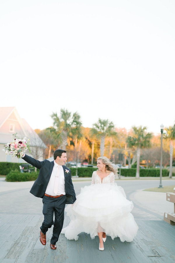 Groom with Real Bride Wearing Princess Wedding Dress at Real Wedding