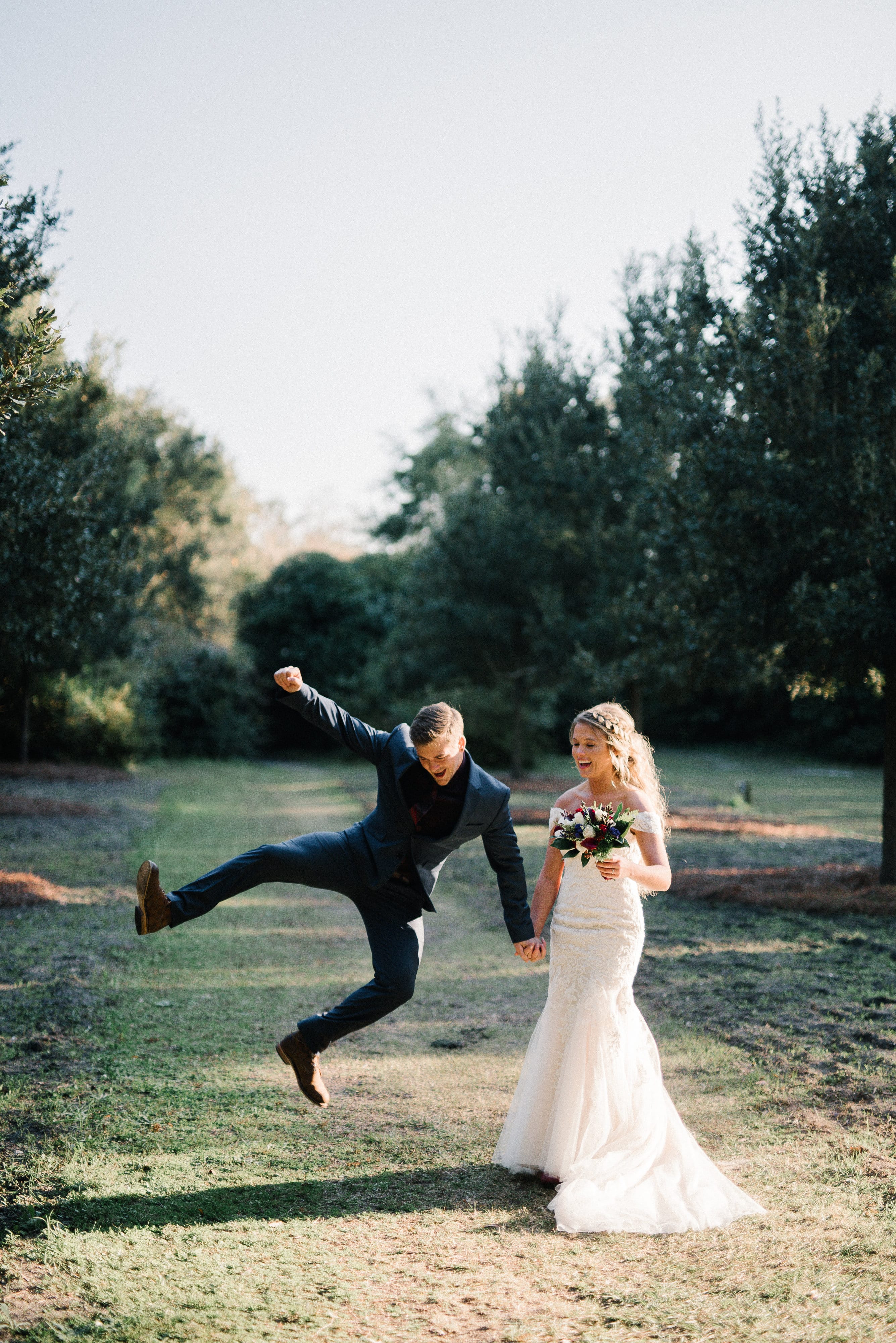 Real Bride Laughing with Real Groom