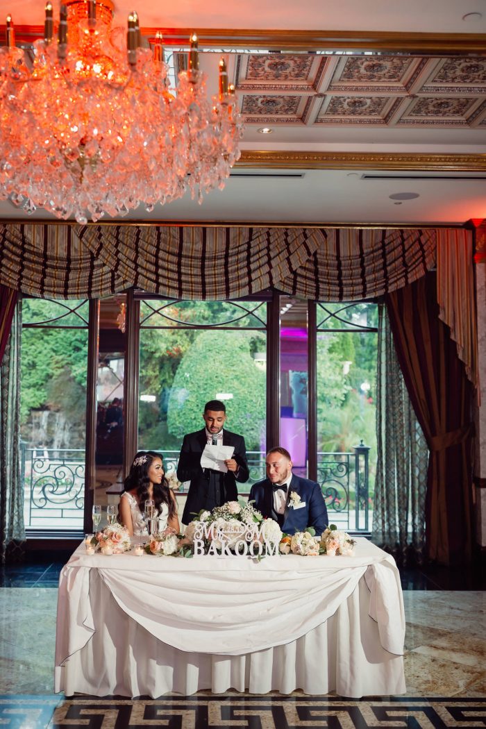 Best Man Talking to Bride and Groom at Egyptian Wedding in New Jersey