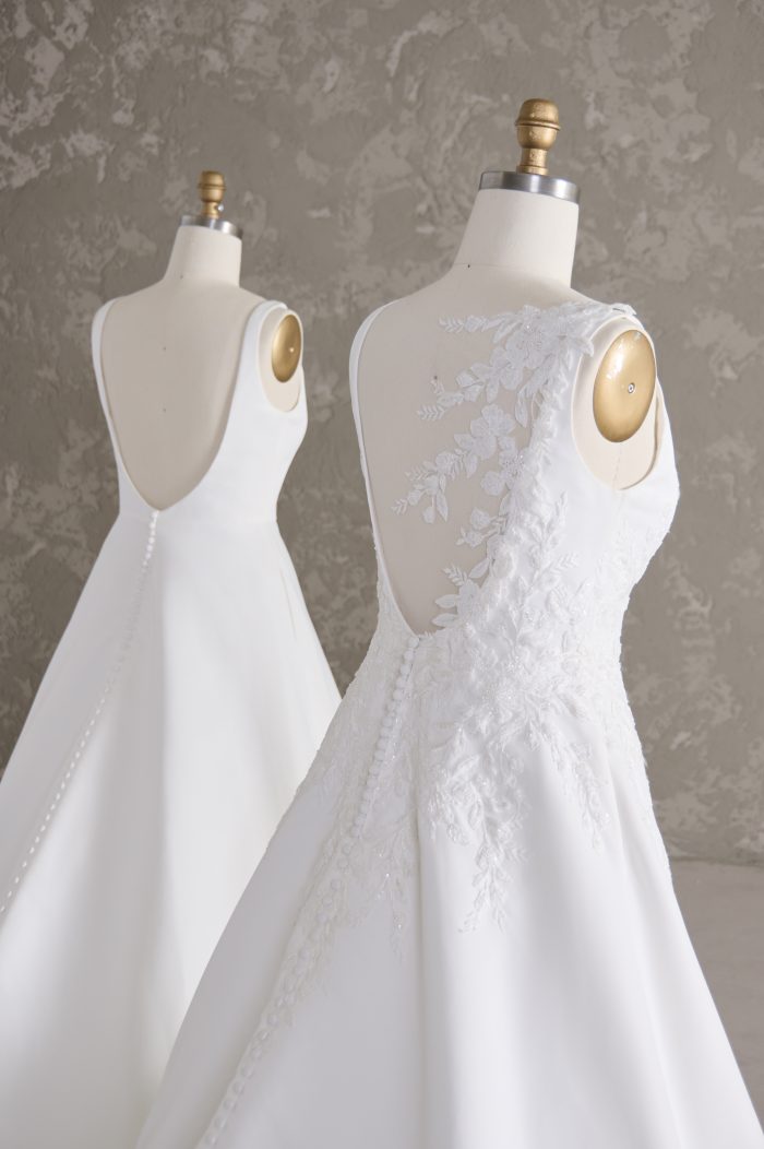 Paxton by Maggie Sottero with and without embellishment accessory