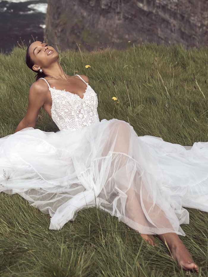 Bride In 3D Floral Wedding Dress Called Harriet By Rebecca Ingram