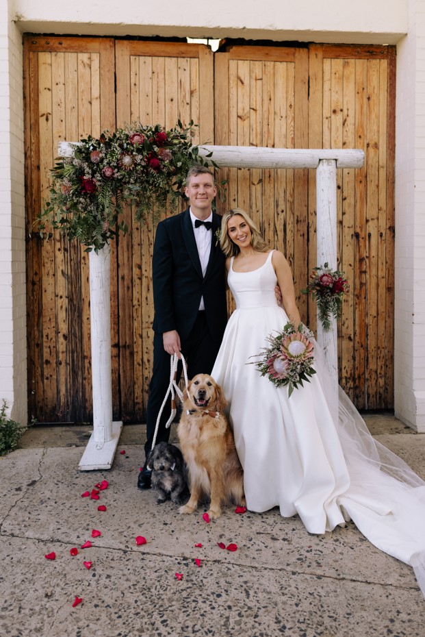 Bride wearing Selena wedding gown by Maggie Sottero