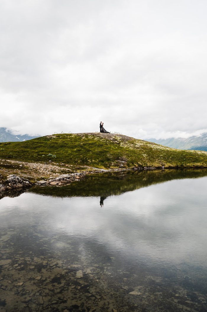 Couple at their destination wedding in Alaska