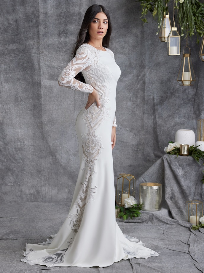 Bride In Modest Wedding Dress Called Davis Liegh By Sottero And Midgley