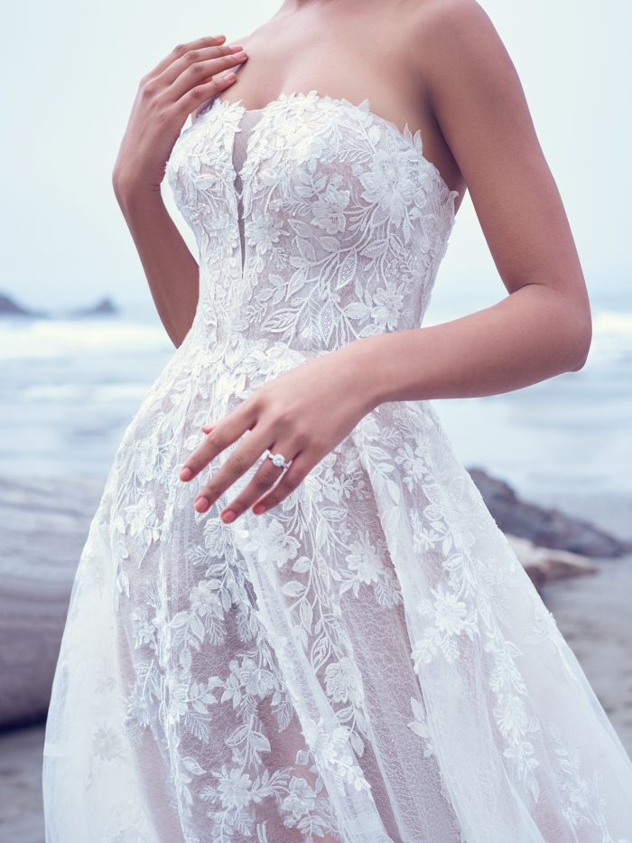 Bride In Strapless Wedding Dress Called Mischa By Sottero And Midgley