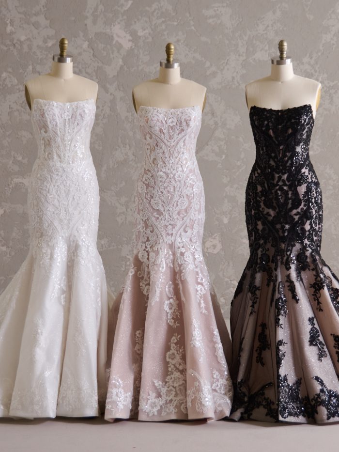 Norvinia Lane wedding dress by Sottero and Midgley in three colorways