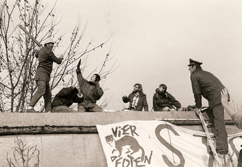Austria, 1992, activists holding posters and signs