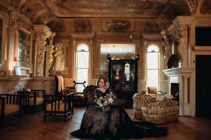 Bride wearing Zander wedding gown by Sottero and Midgley