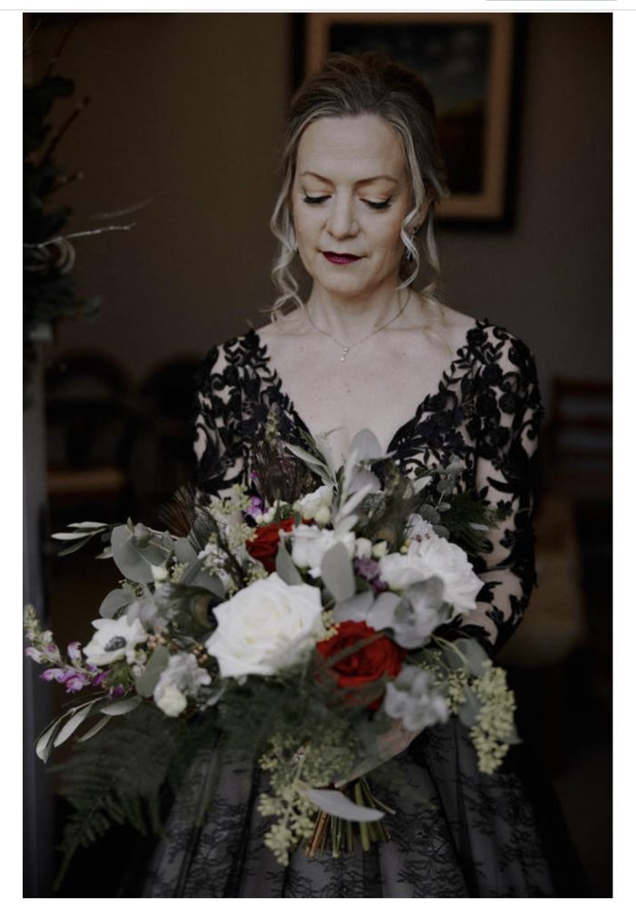 Bride In V-Neck Black Wedding Dress Called Zander By Sottero And Midgley