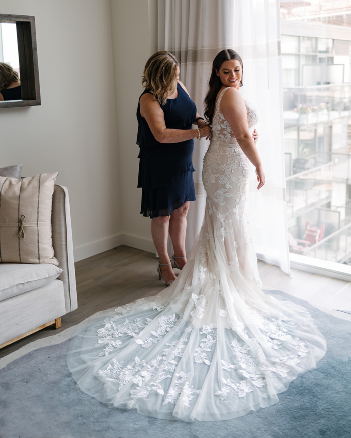 Bride with a positive body image wearing Greenley by Maggie Sottero