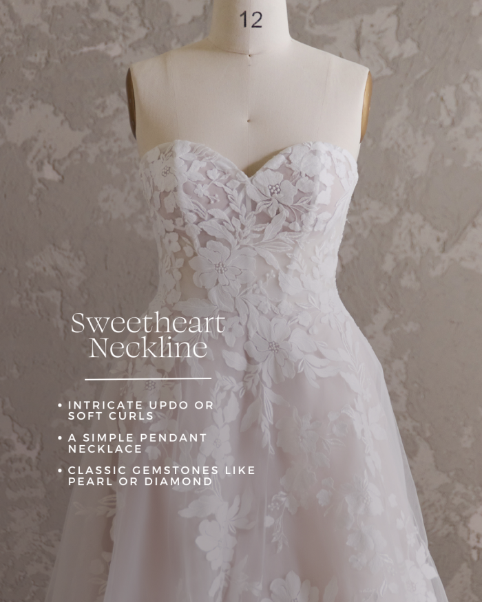 Instructions about how to accessorize a sweetheart neckline on Ruby by Rebecca Ingram