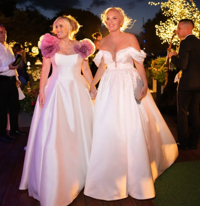 Rebel Wilson wearing her celebrity wedding dress