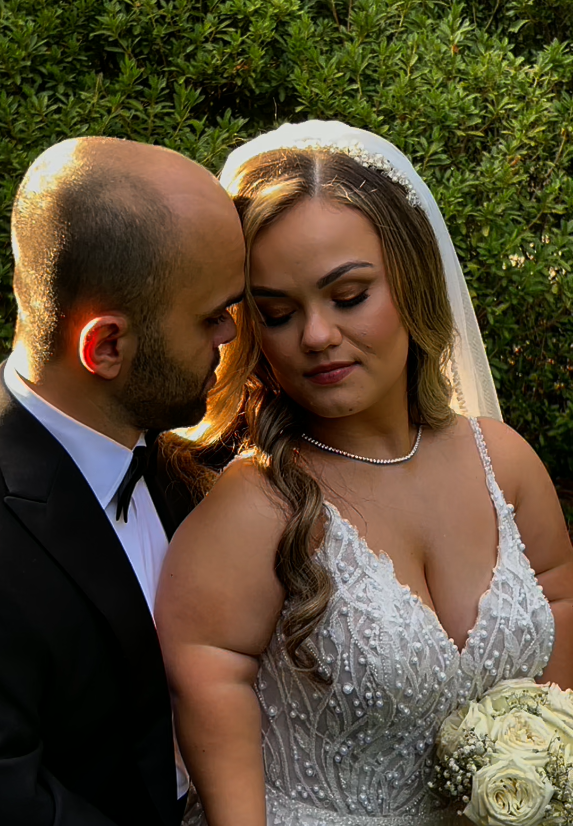 Sam and Lona, who is wearing one of Sottero and Midgley's A-line wedding dresses, Marvine